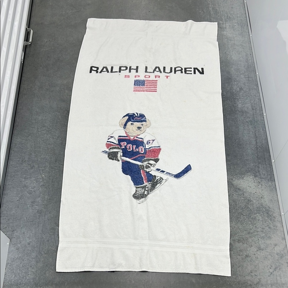 Ralph Lauren White Towel with Polo Bear Design